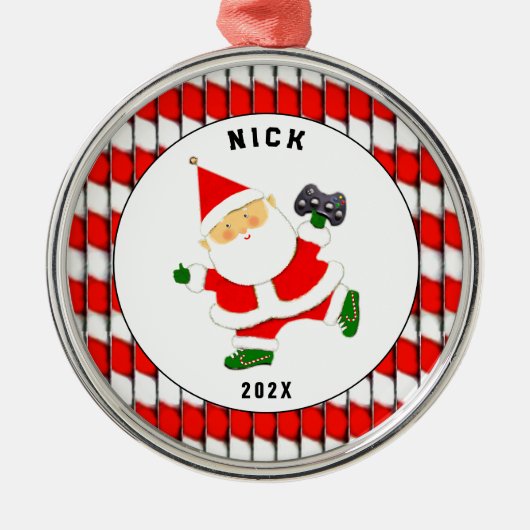videogamer kerstcadeau metalen ornament (Voorkant)