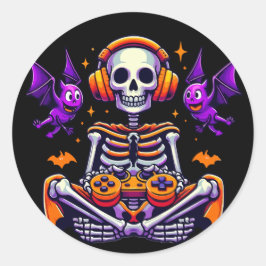 Videogamer met hagediskette ronde sticker