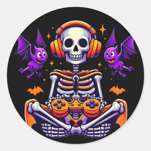 Videogamer met hagediskette ronde sticker (Voorkant)