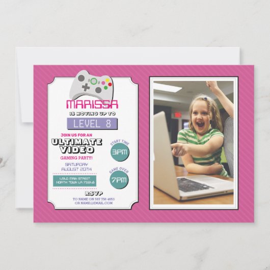Videogamer Spel Roze foto's Meisjes games Kaart (Voorkant)