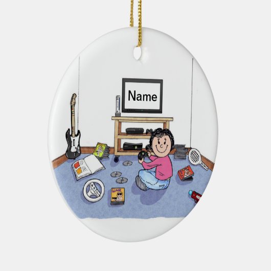 Videogamer - Vrouw Keramisch Ornament (Rechts)