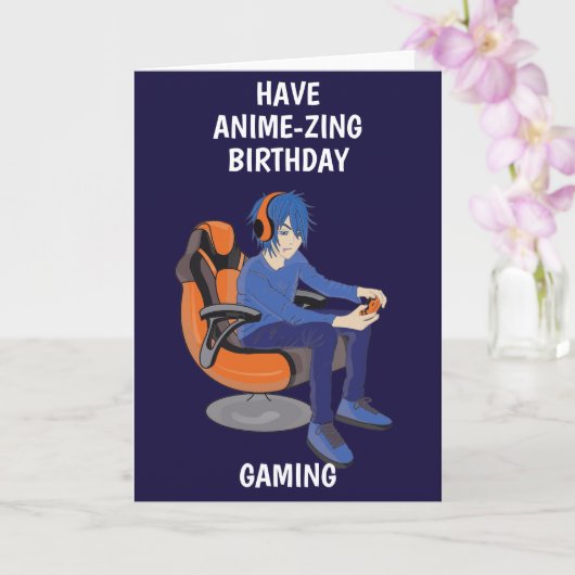 Videogames and Anime Manga Birthday Card Kaart (Orchidee)