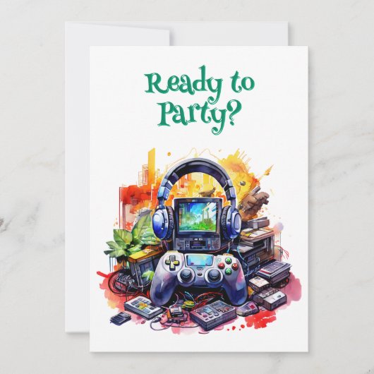 Videogames en het verjaardagsfeest van Pizza Boy Kaart (Voorkant)