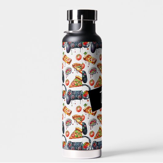 Videogames en pizza monogrammed waterfles (Rechts)