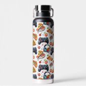 Videogames en pizza monogrammed waterfles (Achterkant)