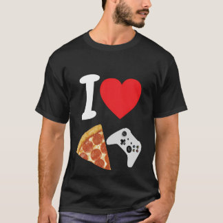 Videogames Gamer Liefde Pizza Cheese Slice Control T-shirt
