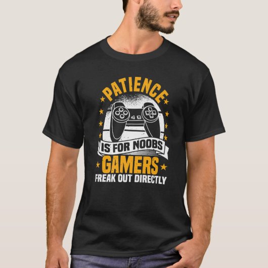 Videogames, geduld is voor Noobs, controller-game T-shirt (Voorkant)