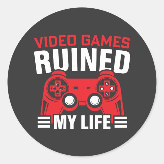 Videogames hebben mijn leven geruïneerd, gamer Lif Ronde Sticker (Voorkant)