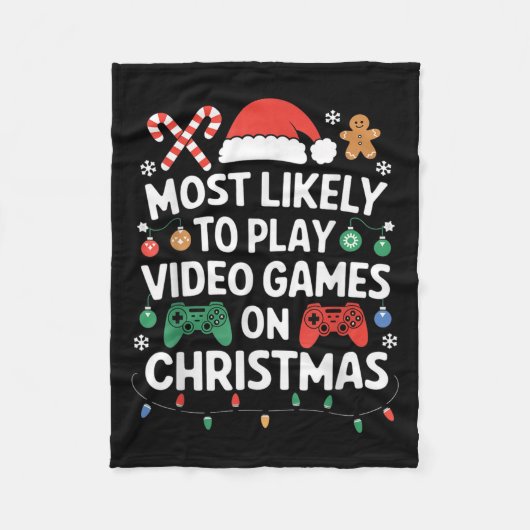 Videogames Kerst Spelcomputer Jongens Kinderen Fleece Deken (Voorkant)