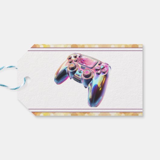 Videogames kinderverjaardag cadeaulabel (Achterkant Horizontaal)