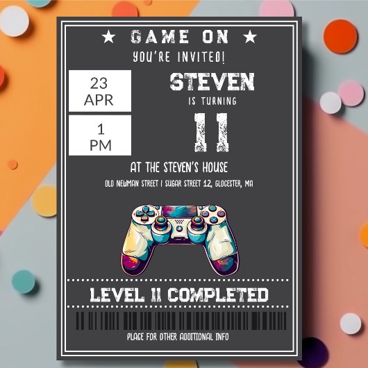 Videogames kinderverjaardag kaart