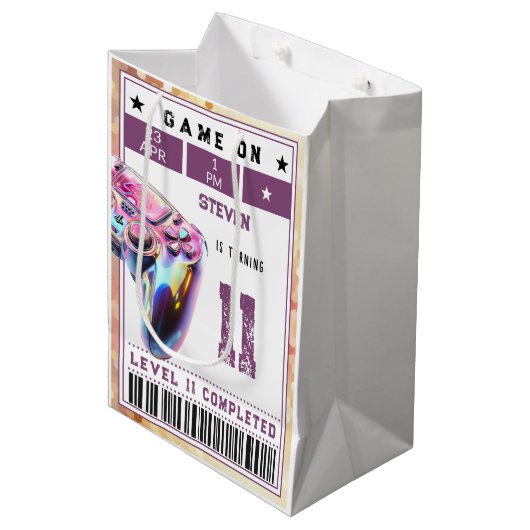 Videogames kinderverjaardag medium cadeauzakje (Voorkant Gekanteld)