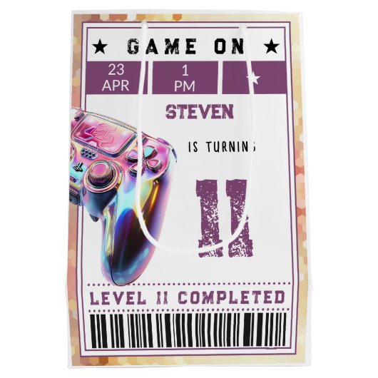 Videogames kinderverjaardag medium cadeauzakje (Achterkant)