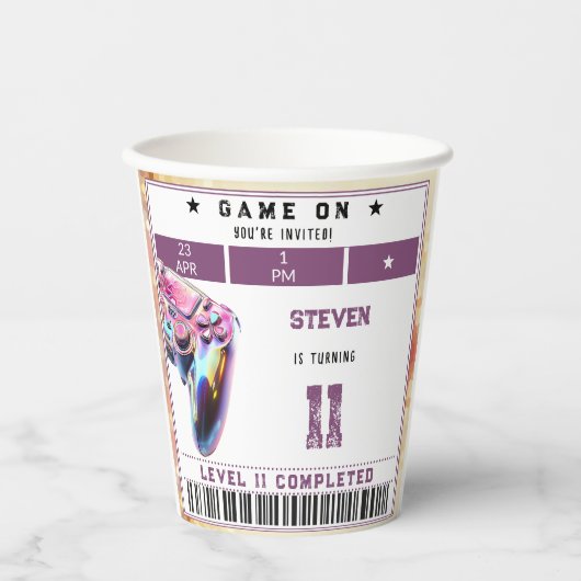 Videogames kinderverjaardag papieren bekers (Voorkant)