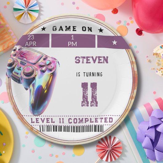 Videogames kinderverjaardag papieren bordje