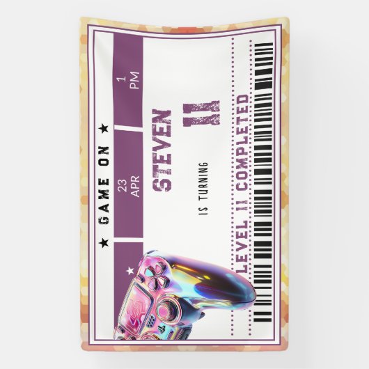 Videogames kinderverjaardag spandoek (Verticaal)