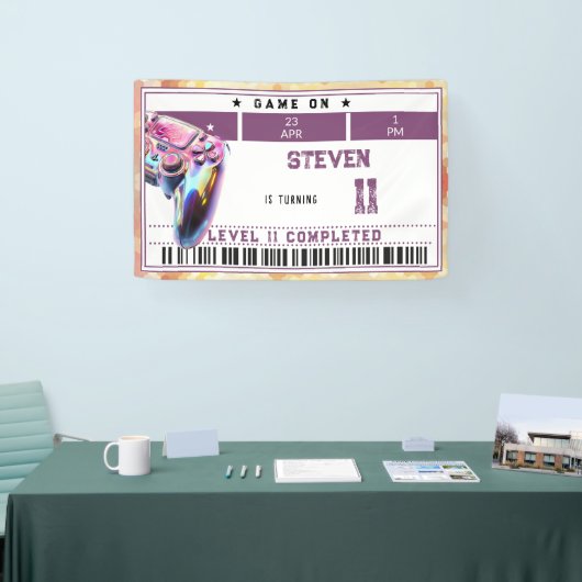 Videogames kinderverjaardag spandoek (Beurs)