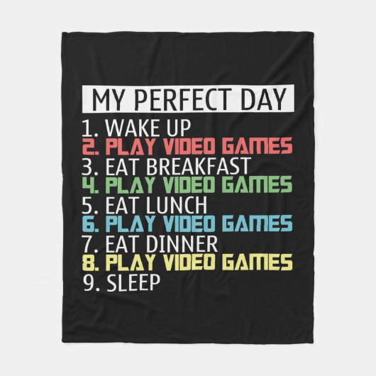videogames perfecte dag woordkunst fleece deken (Voorkant)