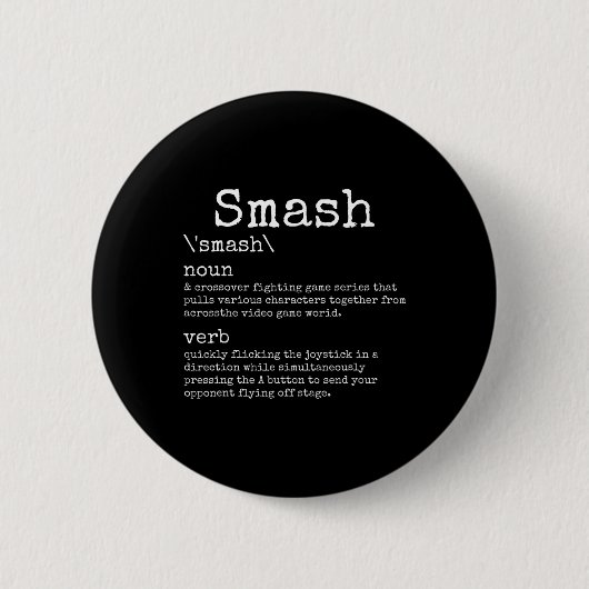 Videogames Smash Definition Funny Video Game Gamer Ronde Button 5,7 Cm (Voorkant)
