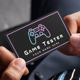 Videogametester Gamer Modern Pink Neon Visitekaartje