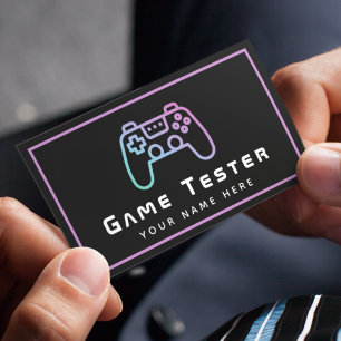 Videogametester Gamer Modern Pink Neon Visitekaartje