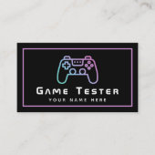 Videogametester Gamer Modern Pink Neon Visitekaartje (Voorkant)