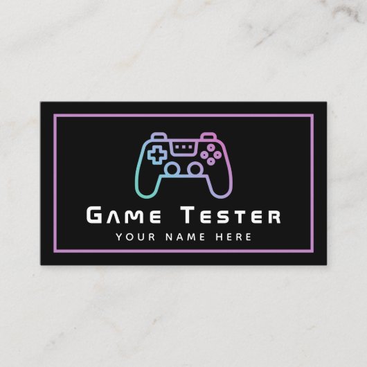 Videogametester Gamer Modern Pink Neon Visitekaartje (Voorkant)
