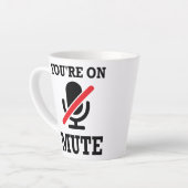 Videogesprek, thuis werken, je bent op stomme latte mok (Linkerhoek)