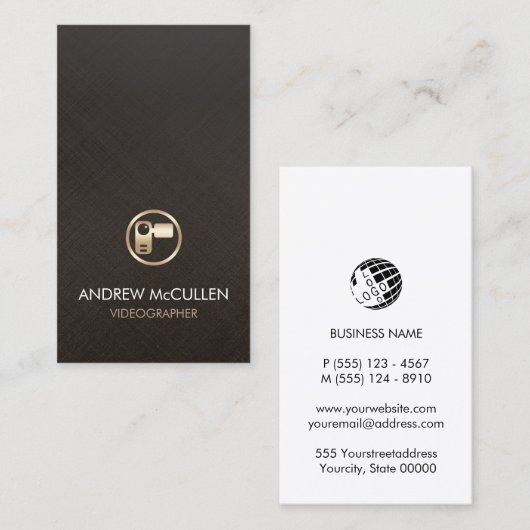 Videograaf Faux Gold Video Camera Visitekaartje (Voorkant / Achterkant)