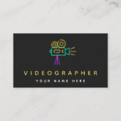 Videograaf filmmaker Video Neon Camera Visitekaartje (Voorkant)