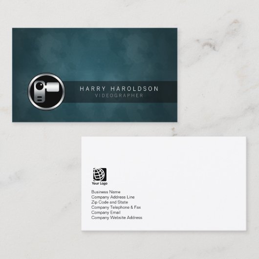 Videograaf VideoCamera Icon Grunge Visitekaartje (Voorkant / Achterkant)