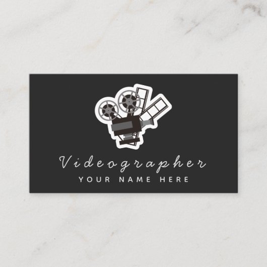Videographer Eenvoudige zwart-wit sociale media Visitekaartje (Voorkant)