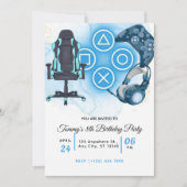 Videospel blauwe verjaardag kaart (Voorkant)