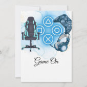 Videospel blauwe verjaardag kaart (Achterkant)