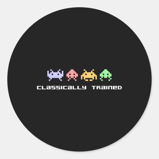 Videospel Clically getrainde Alien Invaders Vintag Ronde Sticker (Voorkant)