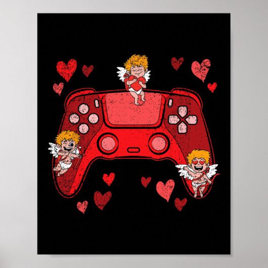 Videospel Controller Hart Valentijnsdag Schattig G Poster (Voorkant)