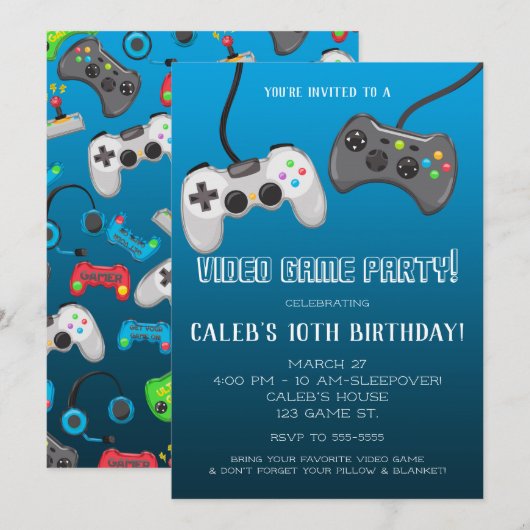 Videospel Controllers Gamer Verjaardagsfeestje Kaart (Voorkant / Achterkant)