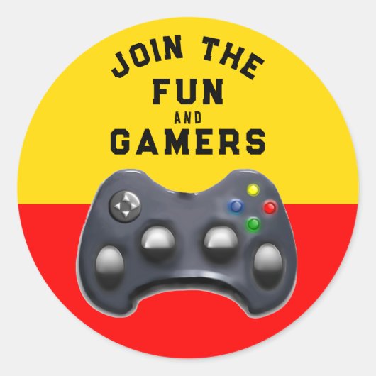 Videospel Feestje Ronde Sticker (Voorkant)