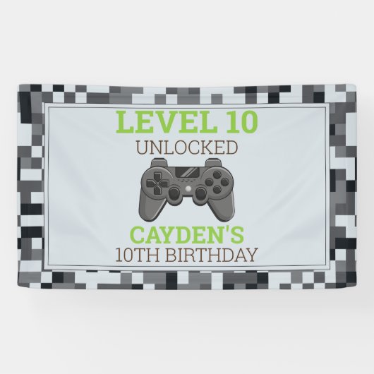 Videospel Game On Verjaardagsfeest Banner (Horizontaal)
