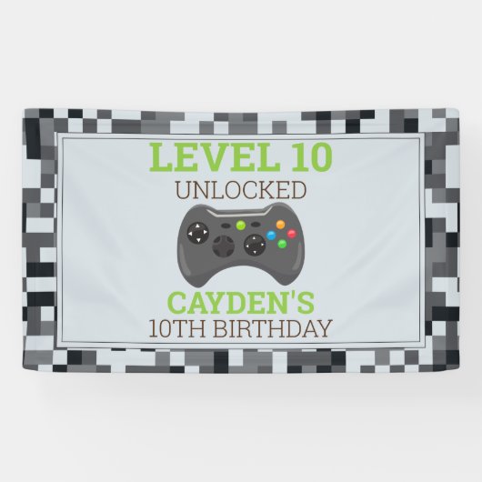 Videospel Game On Verjaardagsfeest Banner (Horizontaal)