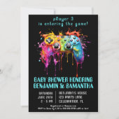 Videospel Gamer Blauw Baby shower Kaart (Voorkant)