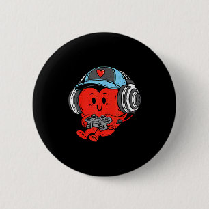 Videospel Gamer Hart Valentijnsdag Gamen Jongens Ronde Button 5,7 Cm