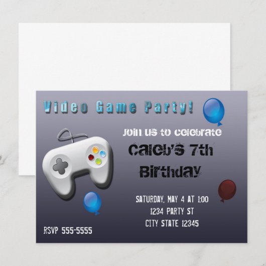 Videospel Gamer Verjaardag Party Uitnodiging (Voorkant / Achterkant)