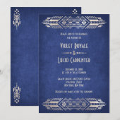 Videospel Geek Blauw Bruiloft Kaart (Voorkant / Achterkant)