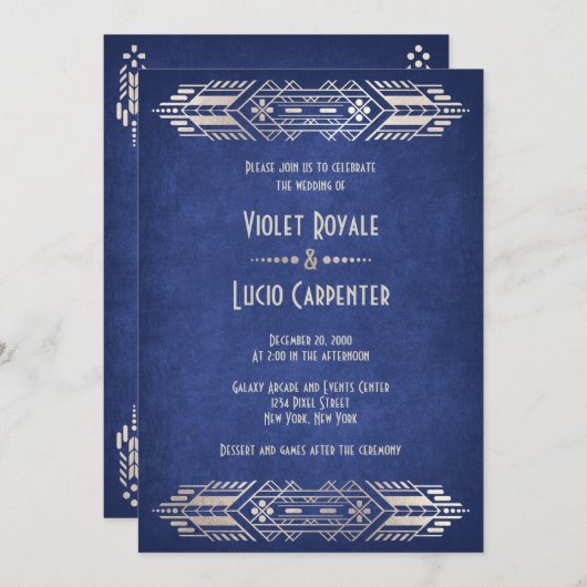 Videospel Geek Blauw Bruiloft Kaart (Voorkant / Achterkant)