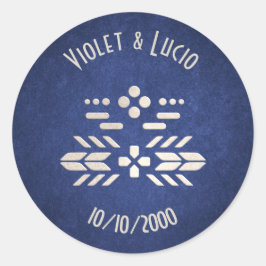 Videospel Geek Blauw Bruiloft Ronde Sticker