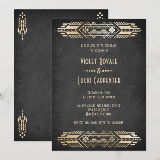 Videospel Geek Zwart Bruiloft Kaart (Voorkant / Achterkant)