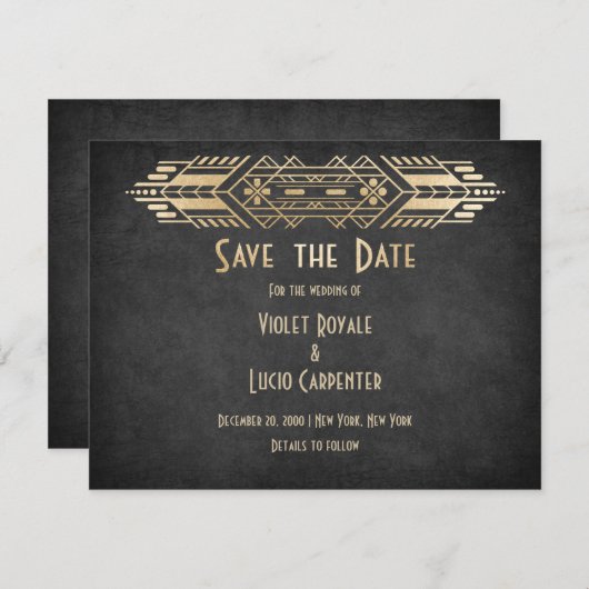 Videospel Geek Zwart Bruiloft Save The Date (Voorkant / Achterkant)