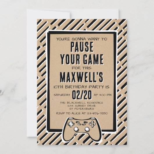 Videospel Grappige Verjaardag uitnodiging (Voorkant)