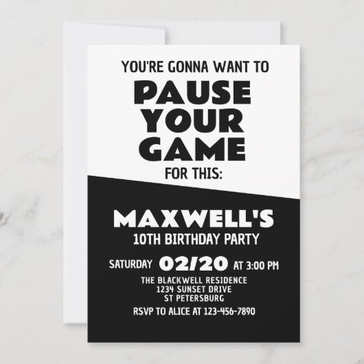 Videospel Grappige Verjaardag uitnodiging (Voorkant)